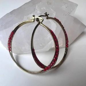 Red Beaded Hoop Earrings